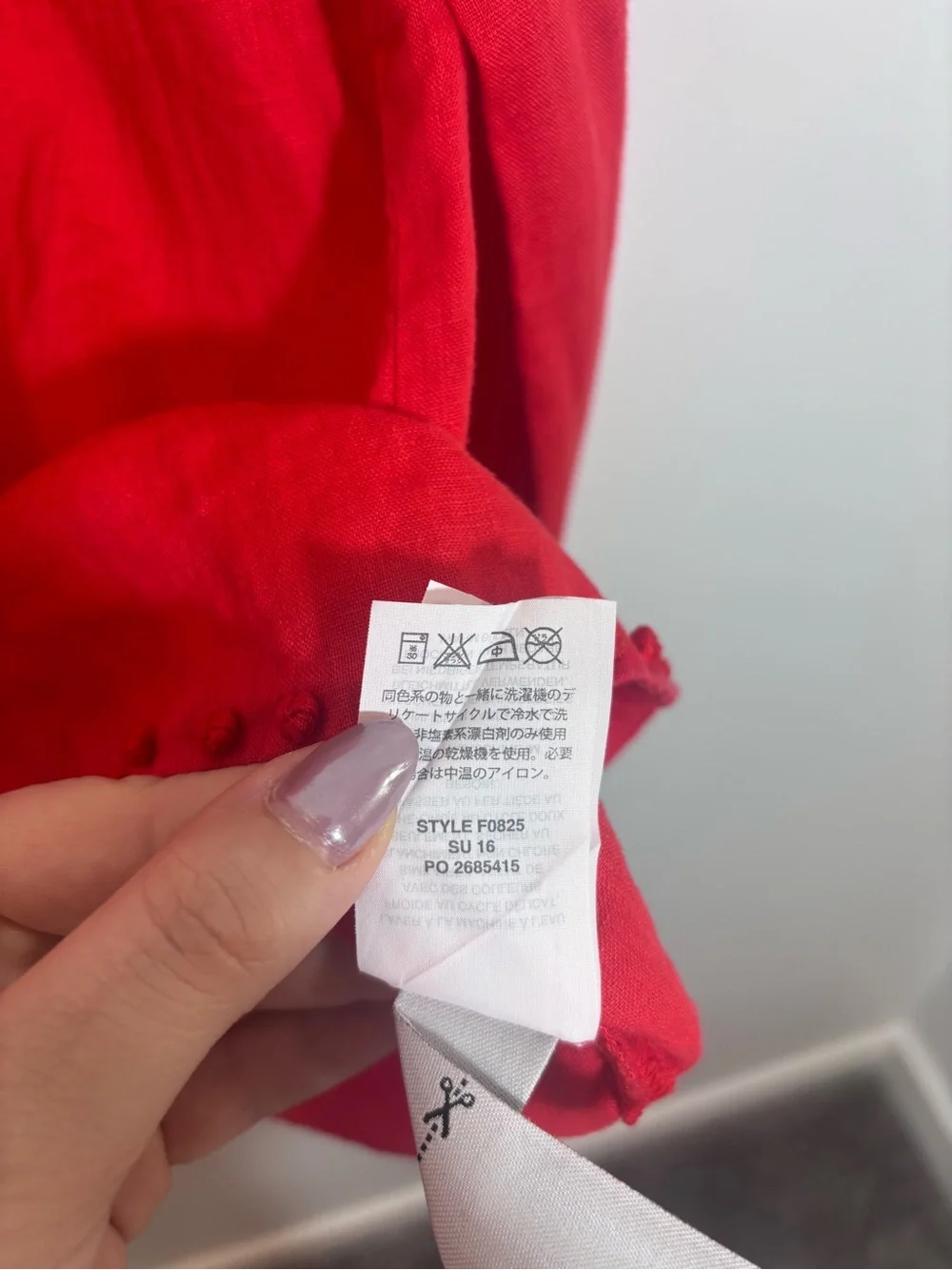 J Crew Embroidered linen top Size 4 Vibrant Red F0825 Lightweight Breathable